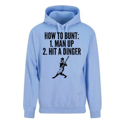 How To Bunt, Hit A Dinger Funny Baseball Player Home Run Fun Unisex Surf Hoodie