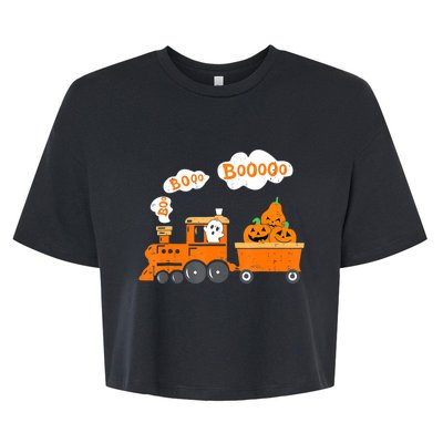 Halloween Train Boo Ghost Pumpkin Toddler Boys Bella+Canvas Jersey Crop Tee