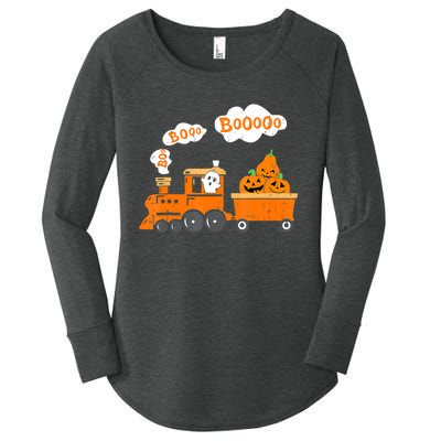 Halloween Train Boo Ghost Pumpkin Toddler Boys Women's Perfect Tri Tunic Long Sleeve Shirt