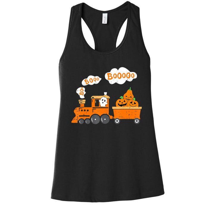 Halloween Train Boo Ghost Pumpkin Toddler Boys Women's Racerback Tank