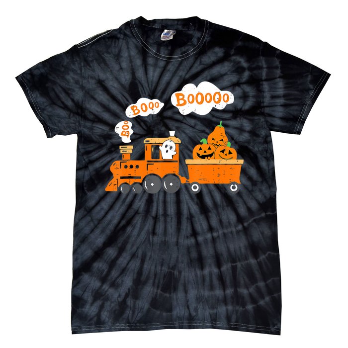 Halloween Train Boo Ghost Pumpkin Toddler Boys Tie-Dye T-Shirt