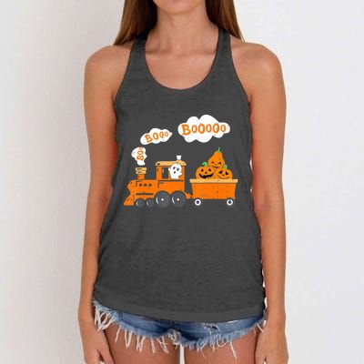 Halloween Train Boo Ghost Pumpkin Toddler Boys Women's Knotted Racerback Tank