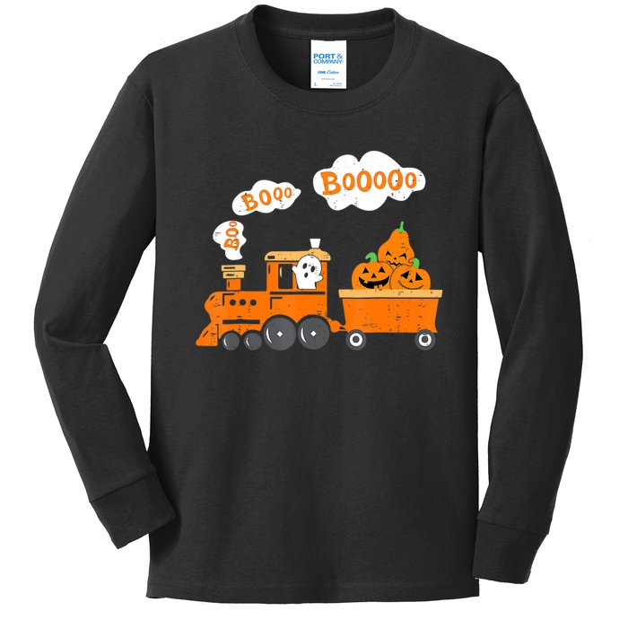 Halloween Train Boo Ghost Pumpkin Toddler Boys Kids Long Sleeve Shirt