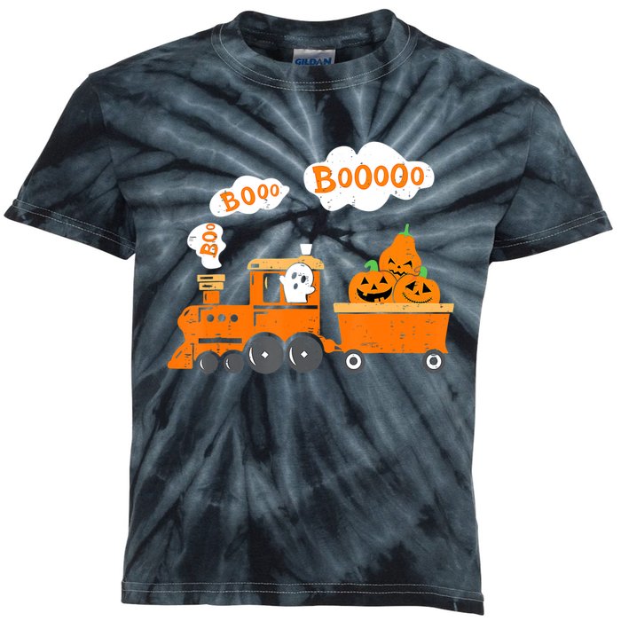 Halloween Train Boo Ghost Pumpkin Toddler Boys Kids Tie-Dye T-Shirt