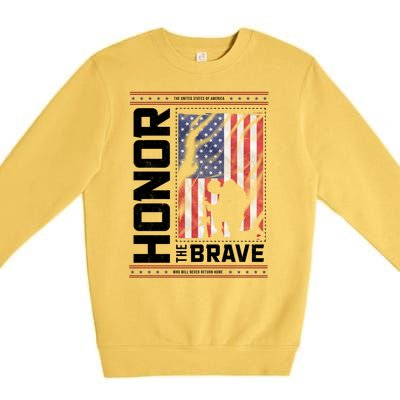 Honor The Brave Who Will Never Return Home Usa Memorial Day Patriotic Premium Crewneck Sweatshirt