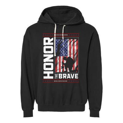 Honor The Brave Who Will Never Return Home Usa Memorial Day Patriotic Garment-Dyed Fleece Hoodie