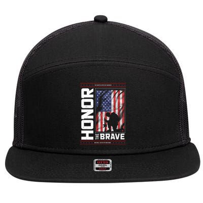 Honor The Brave Who Will Never Return Home Usa Memorial Day Patriotic 7 Panel Mesh Trucker Snapback Hat