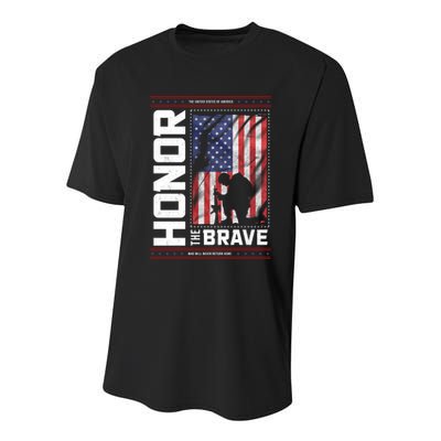 Honor The Brave Who Will Never Return Home Usa Memorial Day Patriotic Youth Performance Sprint T-Shirt