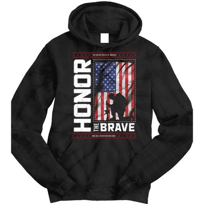 Honor The Brave Who Will Never Return Home Usa Memorial Day Patriotic Tie Dye Hoodie