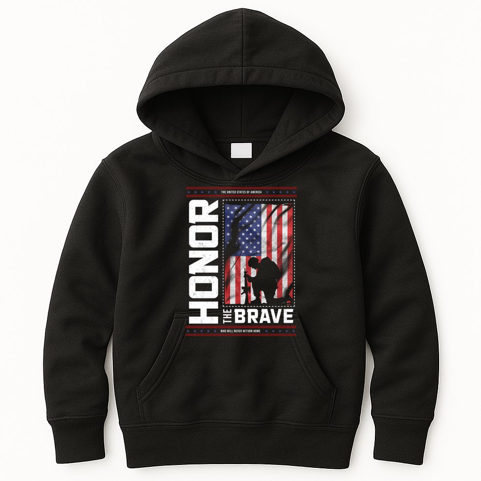 Honor The Brave Who Will Never Return Home Usa Memorial Day Patriotic Kids Hoodie