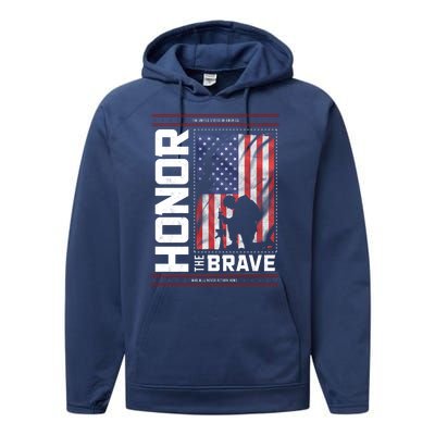 Honor The Brave Who Will Never Return Home Usa Memorial Day Patriotic Performance Fleece Hoodie