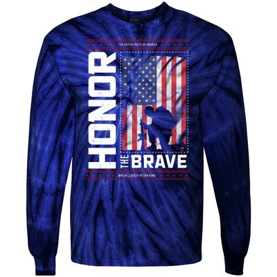 Honor The Brave Who Will Never Return Home Usa Memorial Day Patriotic Tie-Dye Long Sleeve Shirt