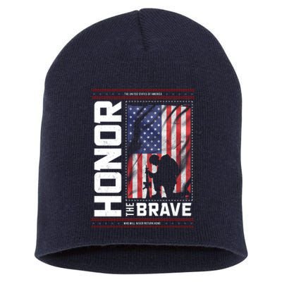 Honor The Brave Who Will Never Return Home Usa Memorial Day Patriotic Short Acrylic Beanie