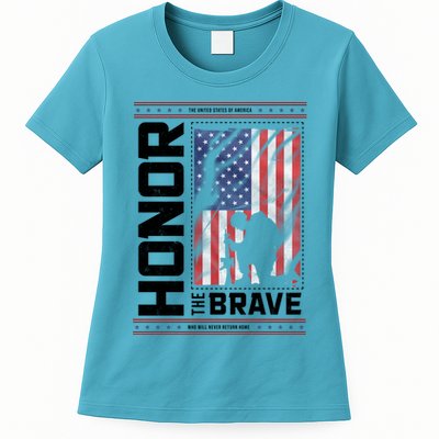 Honor The Brave Who Will Never Return Home Usa Memorial Day Patriotic Womens T-Shirt