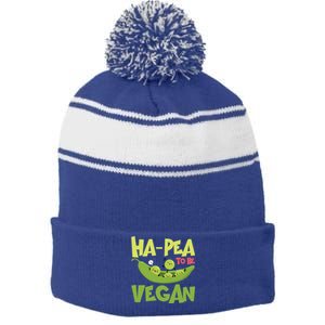 Hagiftpea To Be Vegan Funny Veganism Food Cool Gift Stripe Pom Pom Beanie