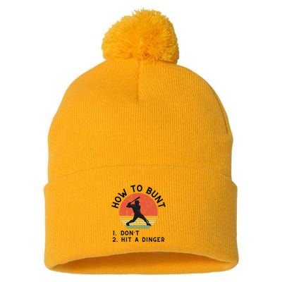 How To Bunt DonT Hit A Dinger Baseball Player Pom Pom 12in Knit Beanie