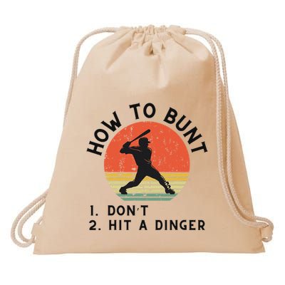 How To Bunt DonT Hit A Dinger Baseball Player Drawstring Bag