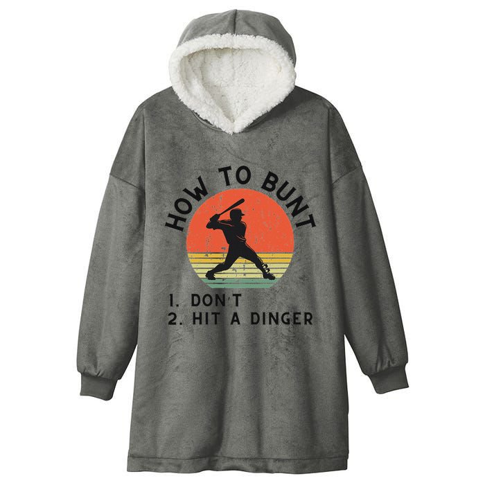 How To Bunt DonT Hit A Dinger Baseball Player Hooded Wearable Blanket