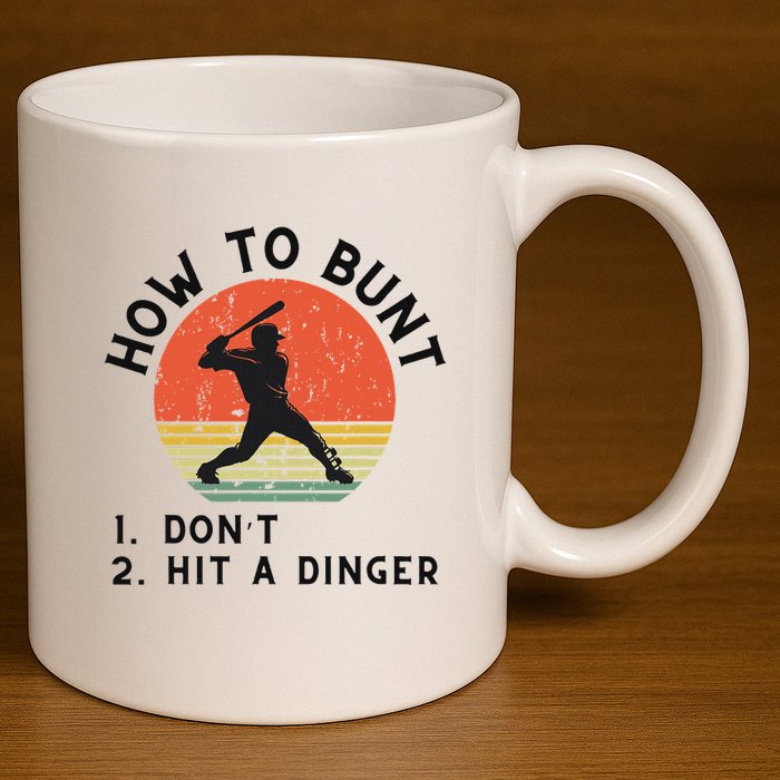 How To Bunt DonT Hit A Dinger Baseball Player 11oz C Handle Ceramic Mug