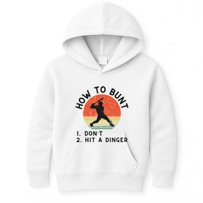 How To Bunt DonT Hit A Dinger Baseball Player Kids Hoodie
