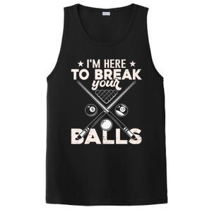 Here To Break Your Balls Sarcastic Billiards Pool Cute Gift PosiCharge Competitor Tank