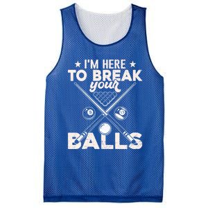 Here To Break Your Balls Sarcastic Billiards Pool Cute Gift Mesh Reversible Basketball Jersey Tank