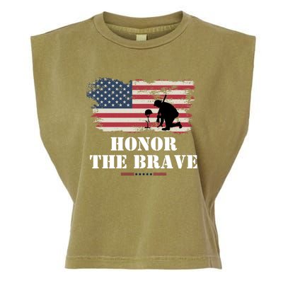 Honor The Brave Memorial Day Veteran American Flag Cool Gift Garment-Dyed Women's Muscle Tee