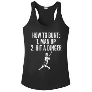 How To Bunt Hit A Dinger Funny Baseball Player Home Run Fun Ladies PosiCharge Competitor Racerback Tank