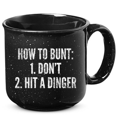 How To Bunt Hit A Dinger Funny Baseball Player Home Run Fun Cute Gift 15oz Campfire Ceramic Mug