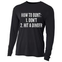 How To Bunt Hit A Dinger Funny Baseball Player Home Run Fun Cute Gift Cooling Performance Long Sleeve Crew