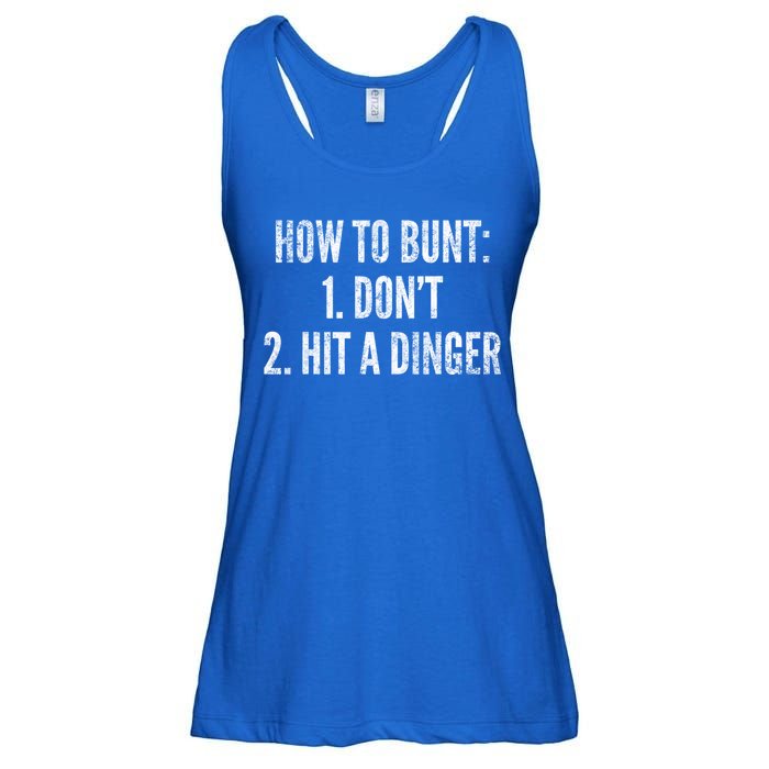 How To Bunt Hit A Dinger Funny Baseball Player Home Run Fun Cute Gift Ladies Essential Flowy Tank