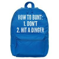 How To Bunt Hit A Dinger Funny Baseball Player Home Run Fun Cute Gift 16 in Basic Backpack