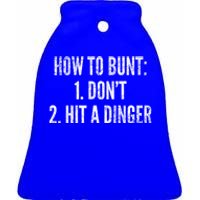 How To Bunt Hit A Dinger Funny Baseball Player Home Run Fun Cute Gift Ceramic Bell Ornament