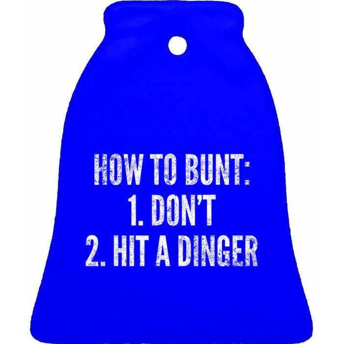 How To Bunt Hit A Dinger Funny Baseball Player Home Run Fun Cute Gift Ceramic Bell Ornament