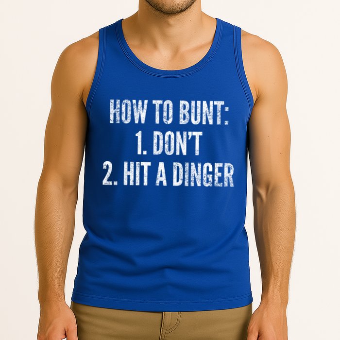 How To Bunt Hit A Dinger Funny Baseball Player Home Run Fun Cute Gift Tank Top
