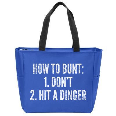 How To Bunt Hit A Dinger Funny Baseball Player Home Run Fun Cute Gift Zip Tote Bag