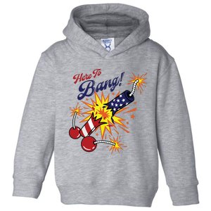 Here To Bang 4th Of July Fun 4th Of July Firework Patriotic Toddler Hoodie