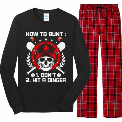 How To Bunt Don't Hit A Dinger Baseball Lover Cute Gift Long Sleeve Pajama Set