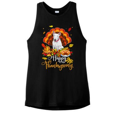 Happy Thanksgiving Bull Terrier Turkey Thanksgiving Costume Ladies PosiCharge Tri-Blend Wicking Tank