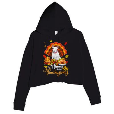 Happy Thanksgiving Bull Terrier Turkey Thanksgiving Costume Crop Fleece Hoodie