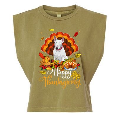 Happy Thanksgiving Bull Terrier Turkey Thanksgiving Costume Garment-Dyed Women's Muscle Tee