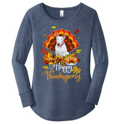 Happy Thanksgiving Bull Terrier Turkey Thanksgiving Costume Women's Perfect Tri Tunic Long Sleeve Shirt