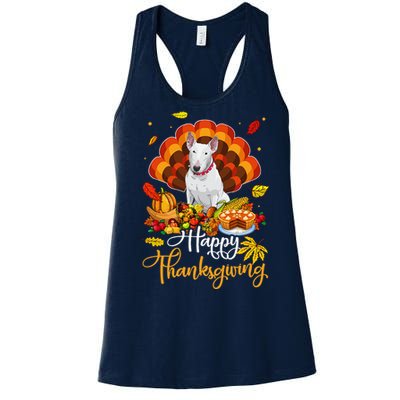 Happy Thanksgiving Bull Terrier Turkey Thanksgiving Costume Women's Racerback Tank