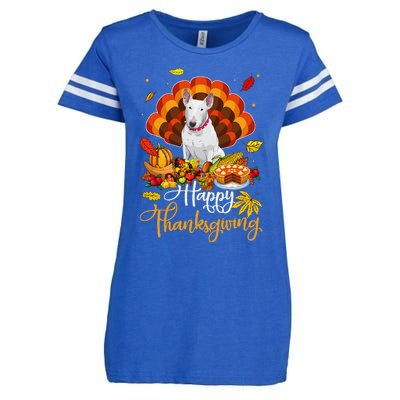 Happy Thanksgiving Bull Terrier Turkey Thanksgiving Costume Enza Ladies Jersey Football T-Shirt