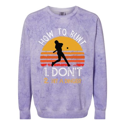 How To Bunt Don't Hit A Dinger Baseball Sports Colorblast Crewneck Sweatshirt