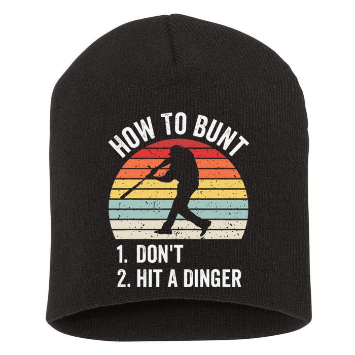 How To Bunt Don't Hit A Dinger Baseball Sports Short Acrylic Beanie