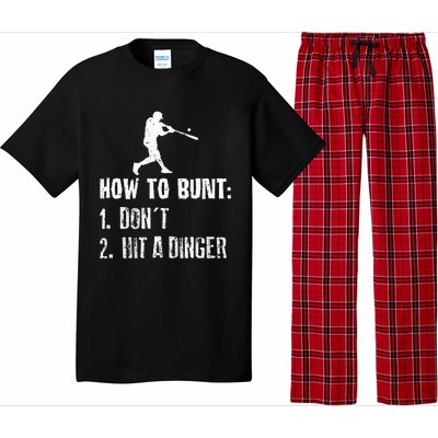 How To Bunt Dont Hit A Dinger Funny Baseball Pajama Set