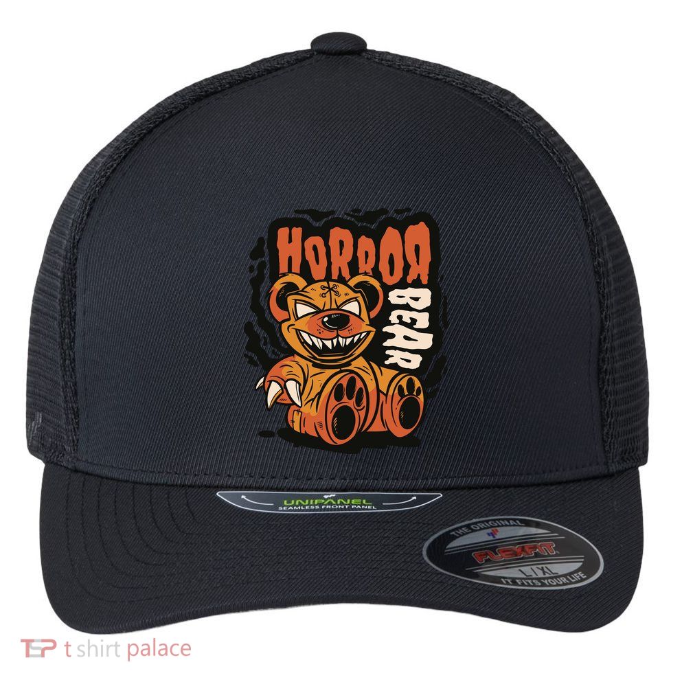 Horror Teddy Bear Flexfit Unipanel Trucker Cap