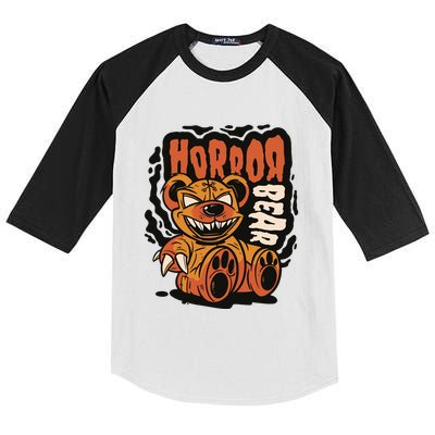 Horror Teddy Bear Kids Colorblock Raglan Jersey