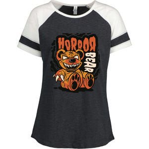 Horror Teddy Bear Enza Ladies Jersey Colorblock Tee